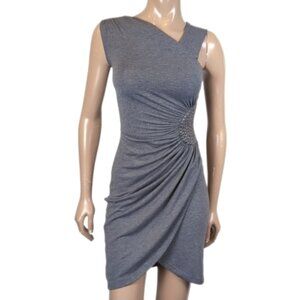 Vintage Y2K Dynamite Faux Wrap Dress Studded Gathered Asymmetric Mini Bodycon